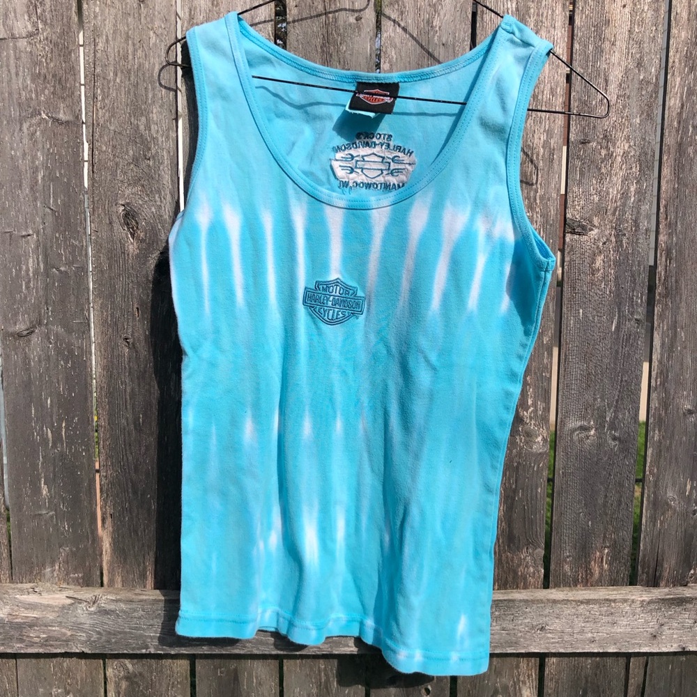 Harley-Davidson Women's Turquoise Blue Tie-Dye Tank